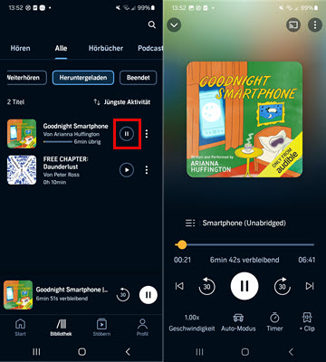 AAX Dateien abspielen mit Audible App