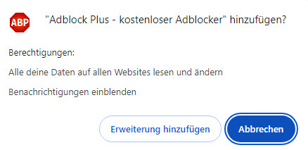 AdBlock Plus Hinzufügen bestätigen