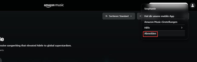 Amazon Music Konto auf dem PC abmelden