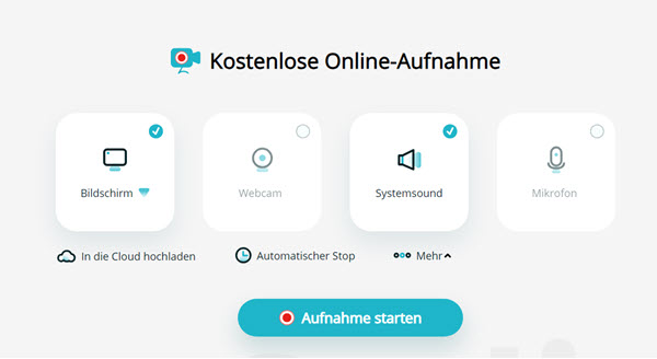 Apowersoft Online Bildschirm Recorder Aufnahme starten