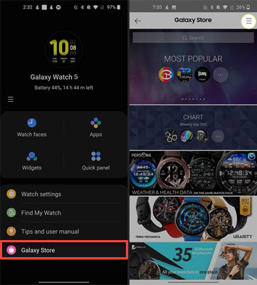 Amazon Music App installieren mit Galaxy Wearable Store