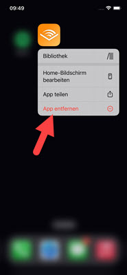 Audible App deinstallieren iOS