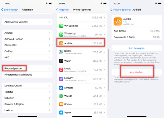 Audible Cache löschen iOS