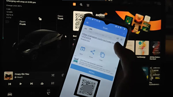 Audible QR Code scannen im Tesla