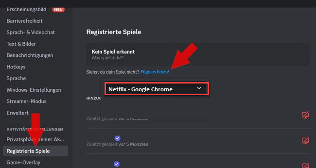 Google Netflix in Discord hinzufügen