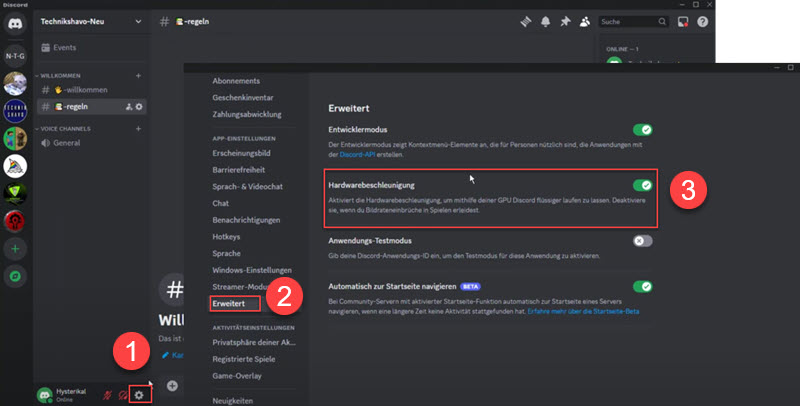 Hardwarebeschleunigung in Discord deaktivieren