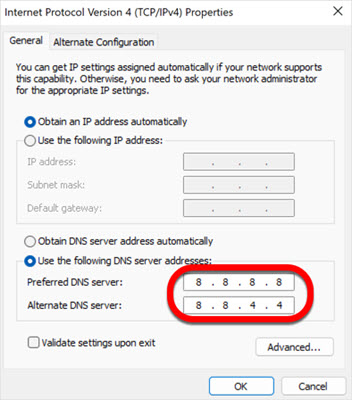 DNS Server Adresse wählen Windows