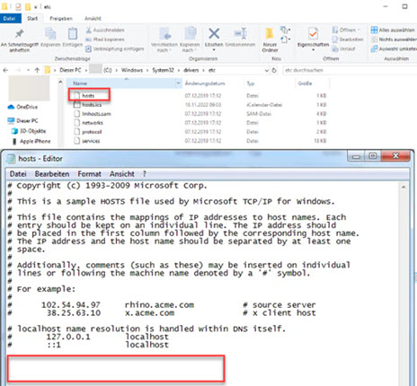 Hosts-Datei ändern auf Windows