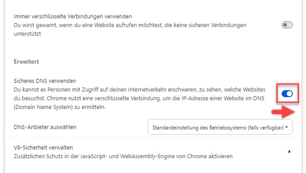 Sicheres DNS verwenden im Browser