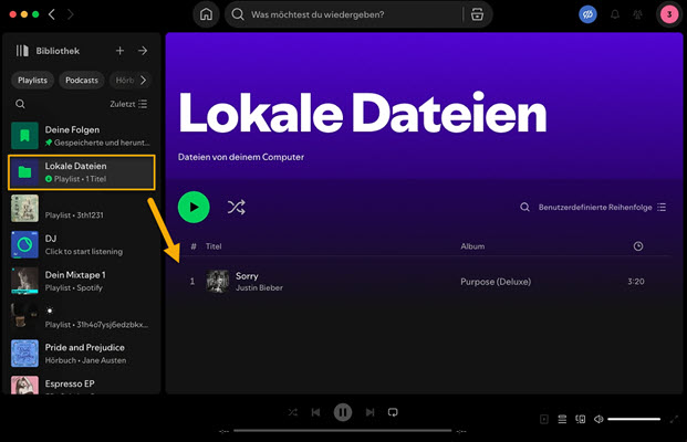 Spotify lokale Dateien offline hören