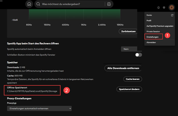 Spotify Download Ordner auf PC