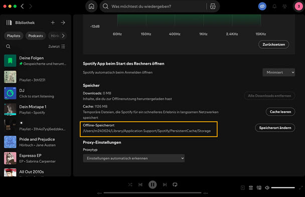 Spotify Speicherort auf dem Mac finden