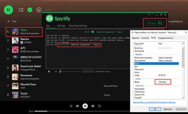 Spytify Spotify Music aufnehmen