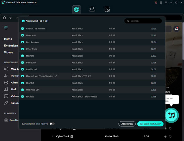 Tidal Music zu ViWizard-Converter hinzufügen